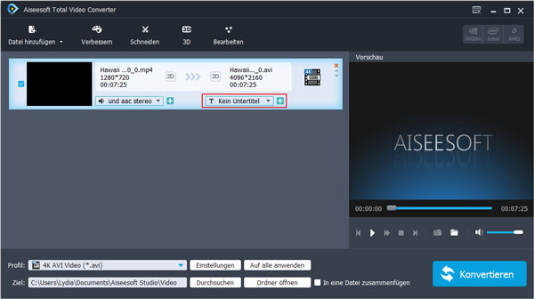 Untertitel zu Video hinzufügen mit Total Video Converter