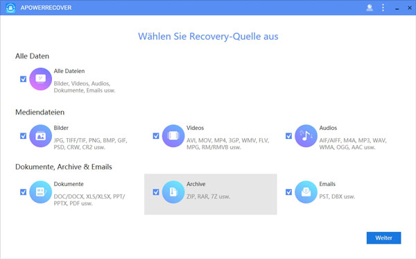 Mit ApowerRecover Outlook gelöschte Mails wiederherstellen