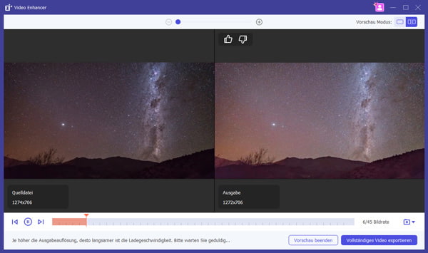 Aufgehelltes Video exportieren