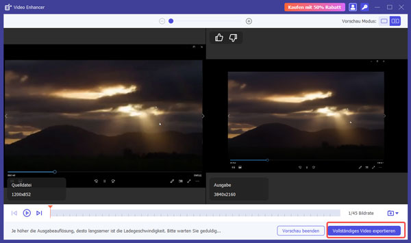 Das optimierte Video exportieren