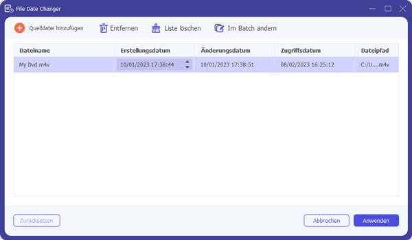 Dateidatum von Video ändern