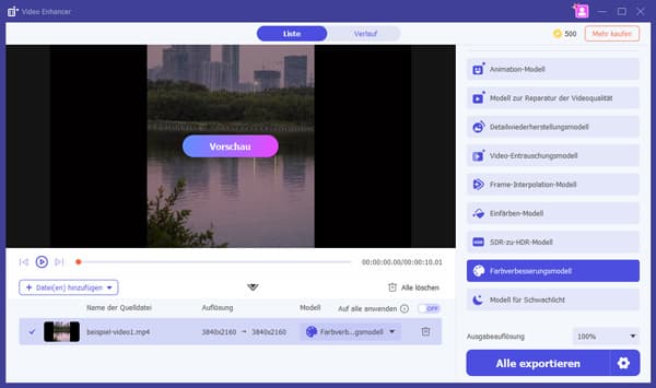 Farbenverbesserungsmodell auswählen
