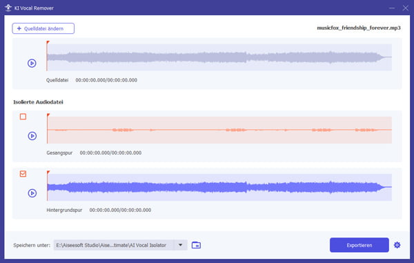Gesang mit KI Vocal Remover entfernen
