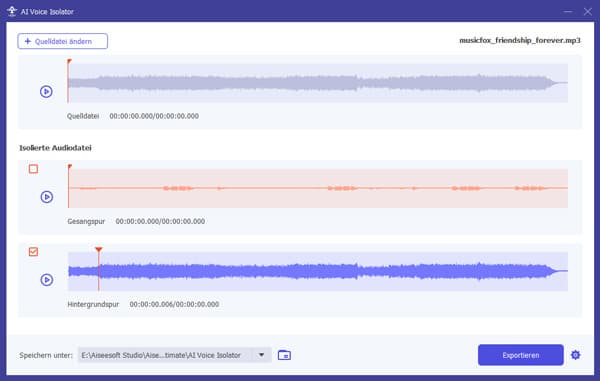 Hintergrundspur exportieren