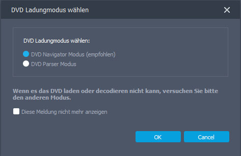 DVD Ladungmodus wählen