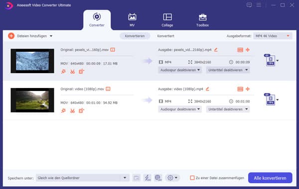 MOV-Datei in die Software hinzufügen