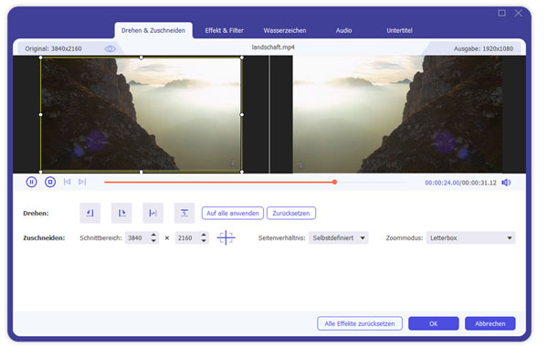 MP4 Video mit Aiseesoft Video Converter Ultimate drehen