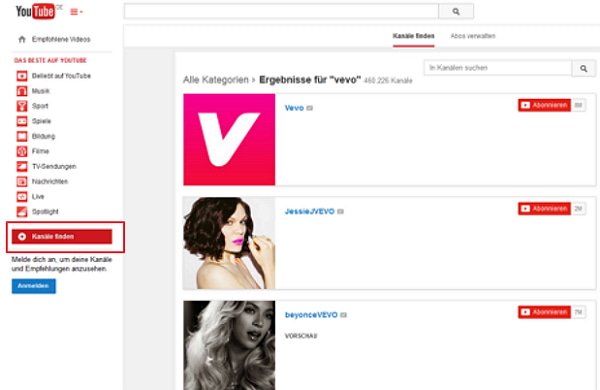 Vevo Video suchen