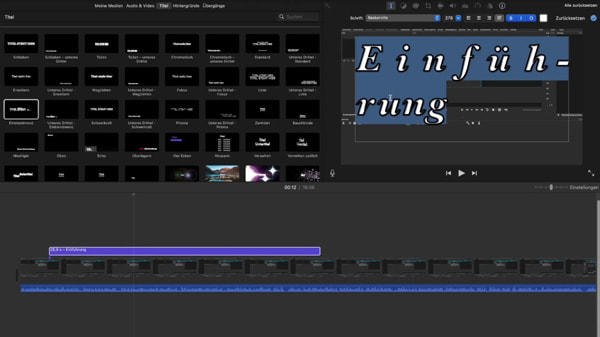 iMovie Oberfläche