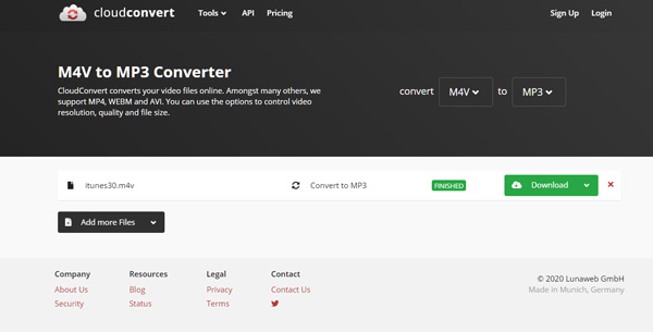 Mit CloudConvert M4V in MP3 umwandeln