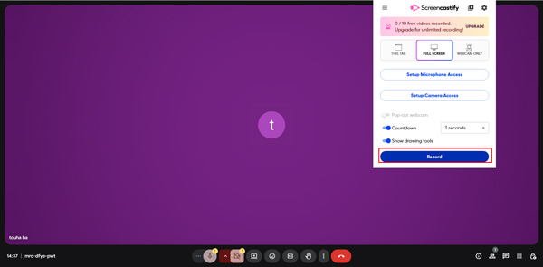 Mit Screencastify Google Meet aufnehmen