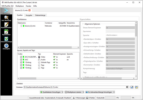 MKV in MKVToolNix hinzufügen