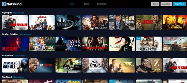 Netzkino Oberfläche
