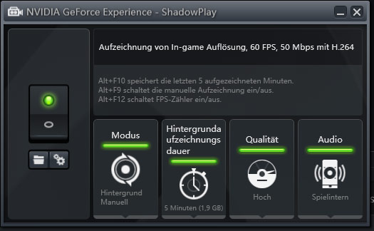 ShadowPlay einschalten