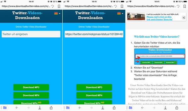 Twitter Video Downloader auf iPhone öffnen