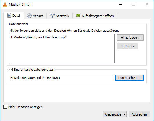 Untertitel in Video einfügen mit VLC