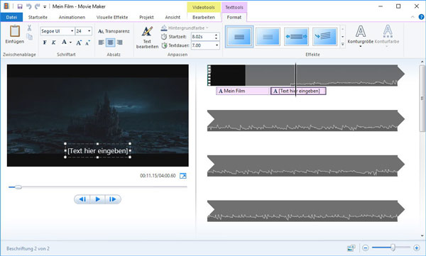 Untertitel zu einem Film einfügen mit Windows Movie Maker