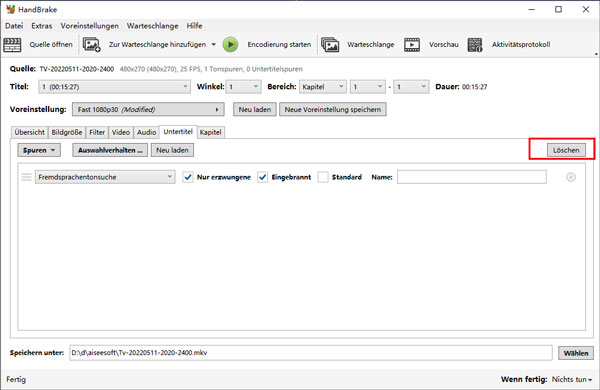 Untertitel mit HandBrake löschen