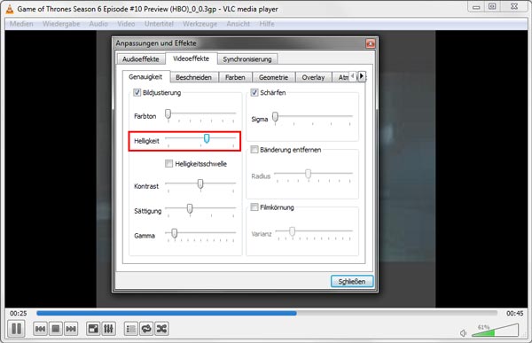 Video aufhellen mit VLC