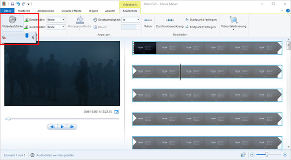 Video-Lautstärke erhöhen mit Windows Movie Maker