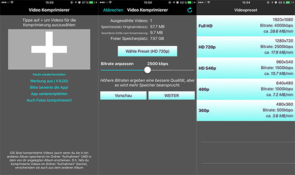 Video komprimieren mit iPhone App