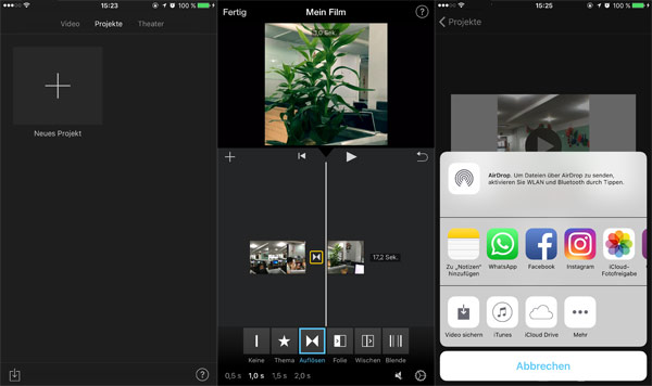 iPhone-Videos zusammenfügen mit iMovie