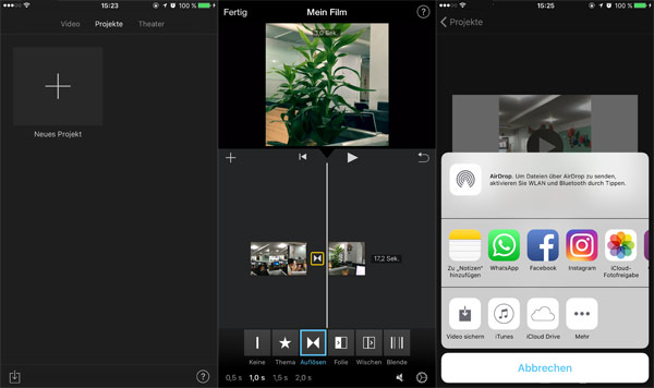 Mit iMovie Videos unter iOS zusammenfügen