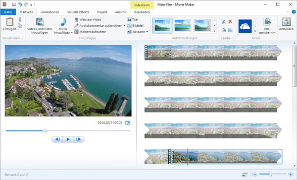 Mit Windows Movie Maker Videos zusammenfügen