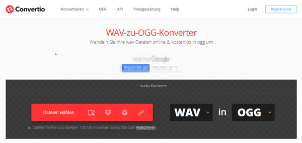 WAV zu OGG konvertieren mit Convertio