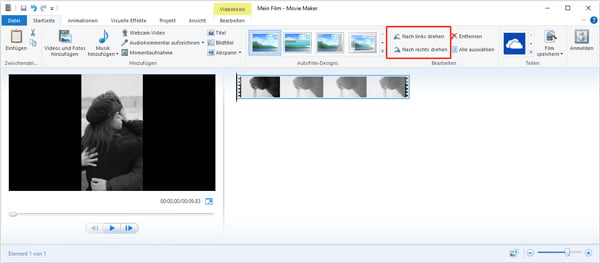 Windows Movie Maker: MOV drehen