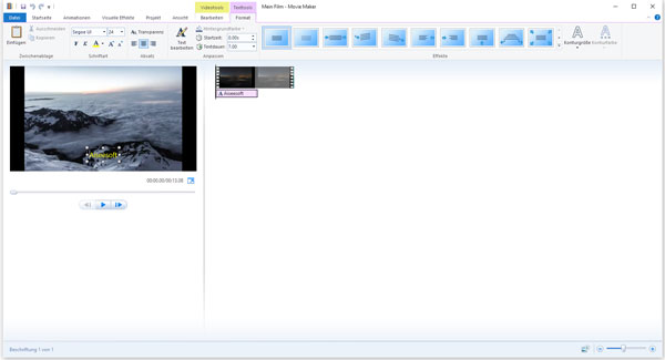 Windows Movie Maker Video Text anpassen