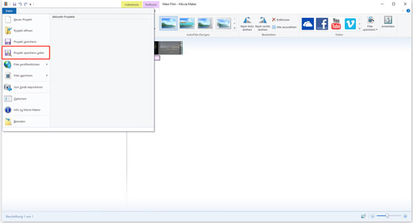 Windows Movie Maker Video Text speichern