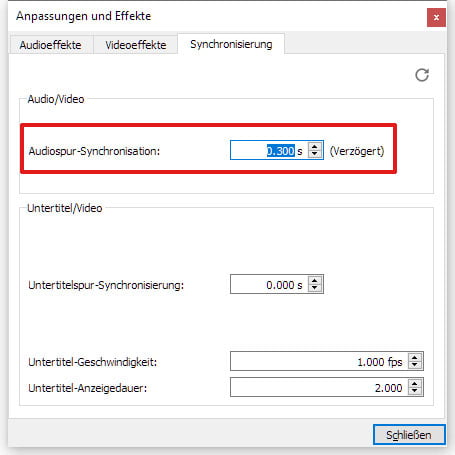 Audioverzögerungen synchronisieren mit VLC Media Player