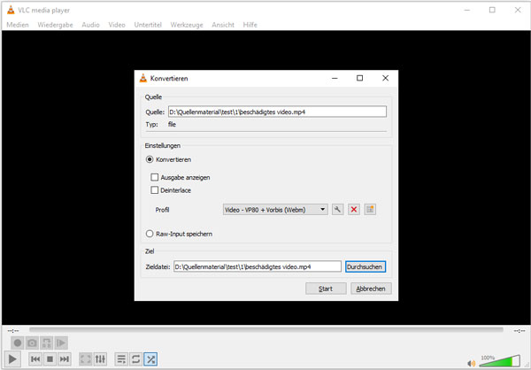 MP4-Video mit VLC reparieren