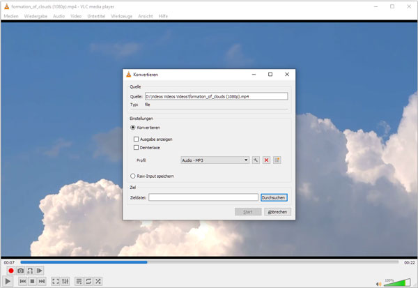 MPEG in MP3 umwandeln mit VLC