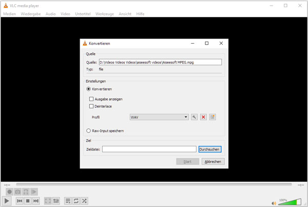 MPEG in WAV umwandeln mit VLC