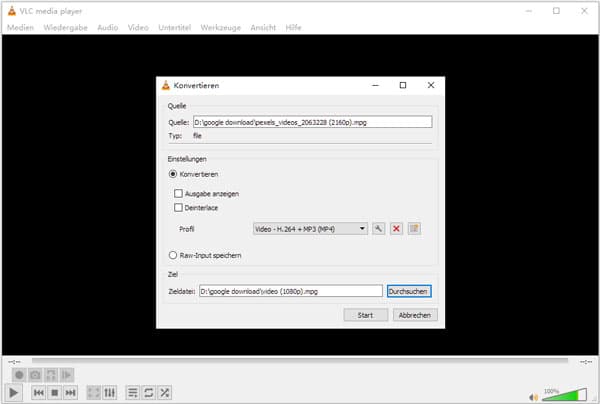 MPG in MP4 mit VLC umwandeln