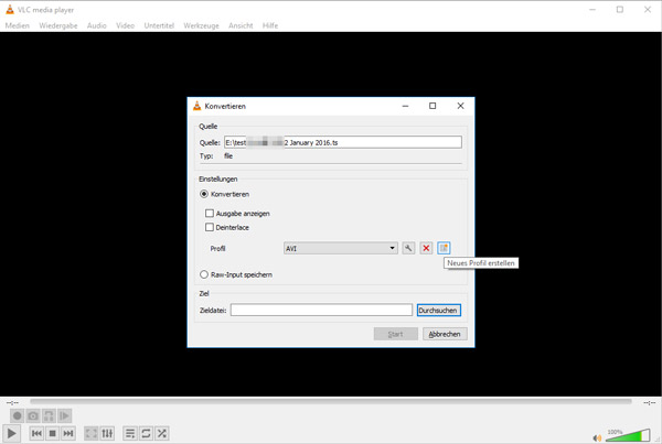 TS zu AVI umwandeln mit VLC Media Player
