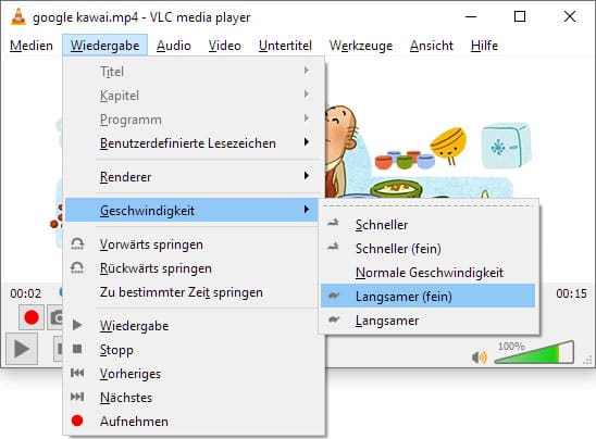 Video verlangsamen mit VLC Media Player