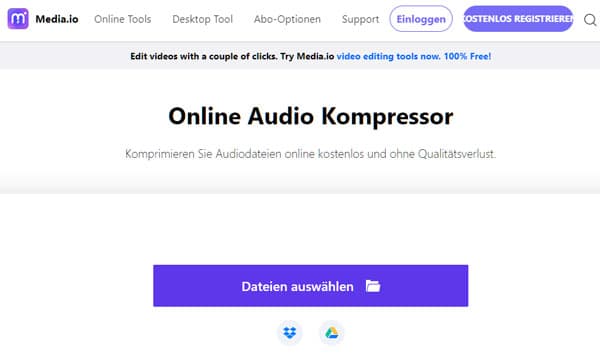 Audio online komprimieren