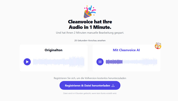 Audiodateien mit Cleanvoice verbessern