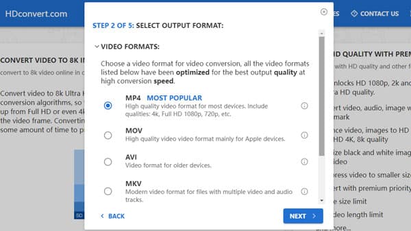 Ausgabeformat in HDconvert auswählen