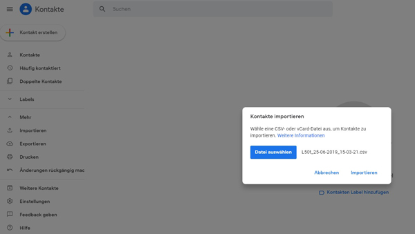 Kontakte vom PC auf Gmail importieren