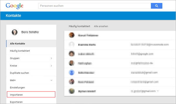 Google Kontakte importieren