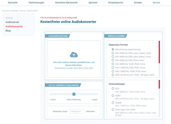 Kostenfreier online Audiokonverter