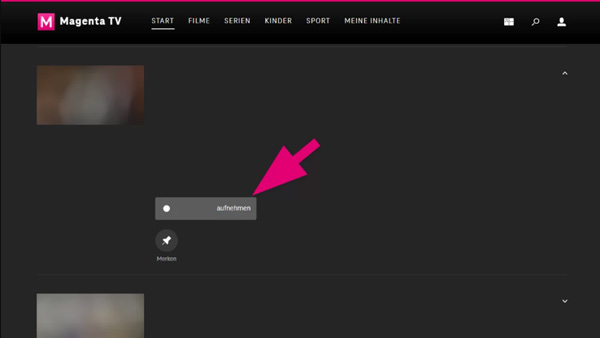 Magenta TV im Web aufnehmen