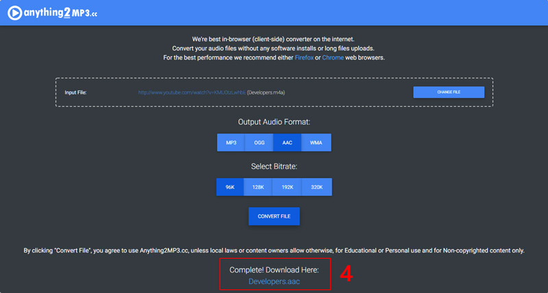 Mit anything2MP3.cc YouTube in AAC downloaden