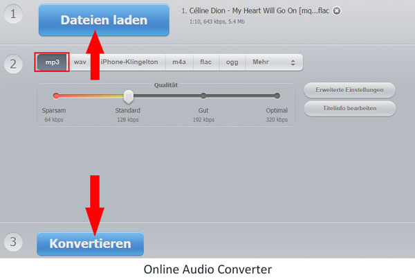 Mit Online Audio Converter FLAC in MP3 umwandeln