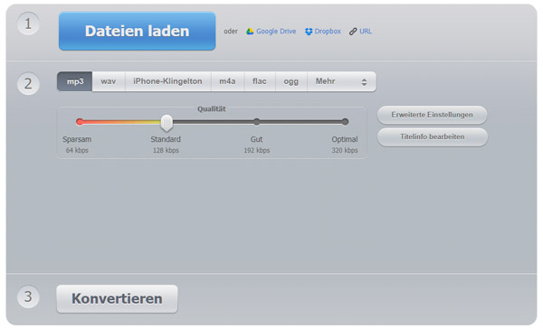 MP3 zu WAV umwandeln mit Online Audio Converter