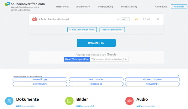 ogg datei online konvertieren
